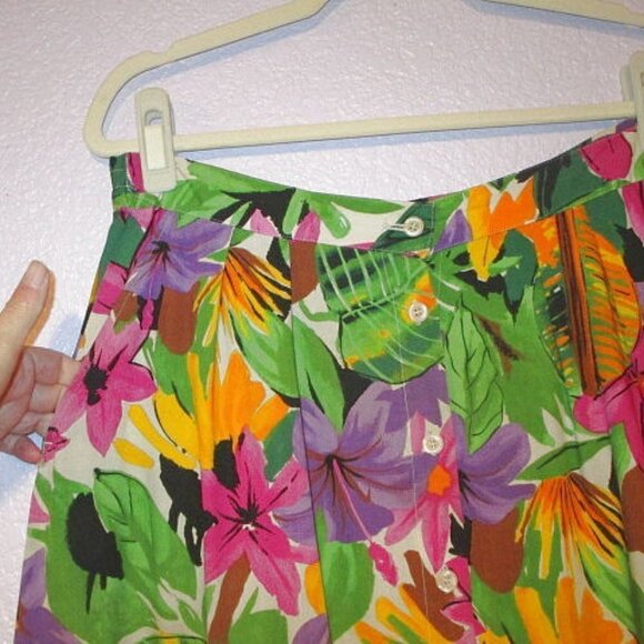 Pendleton HAWAIIAN Maxi Size 10P SKIRT Tropical POCKETS Lightweight BUTTON UP - Picture 3 of 11